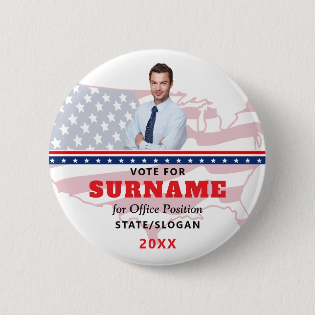 Political Election Red Campaign Custom Candidate 6 Cm Round Badge (Front)