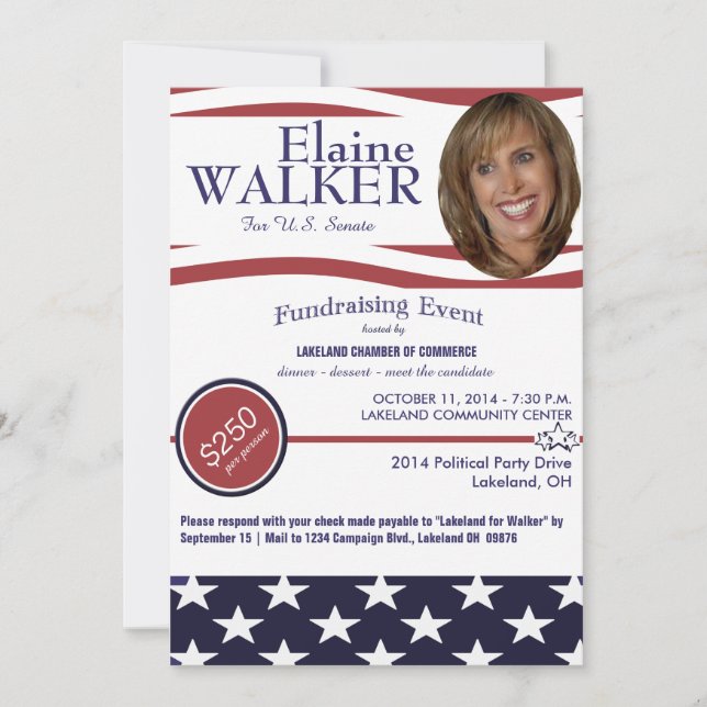 Political Fundraiser Invitation With Photo (Front)