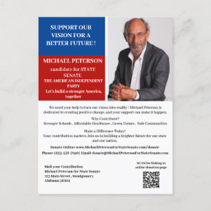 Political Fundraising Donation Campaign Election Postcard