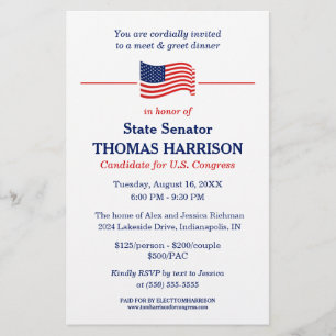 Political Fundraising Flyer with American Flag
