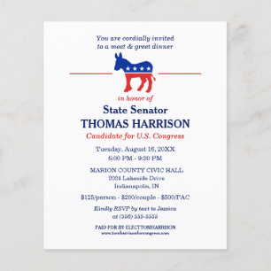 Political Fundraising Flyer with Democrat Donkey
