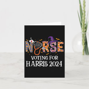 Political Halloween Spooky Nurse Voting For Harris Card