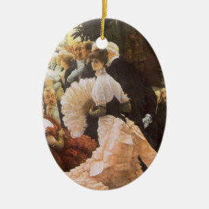 Political Lady by James Tissot, Vintage Victorian Ceramic Tree Decoration