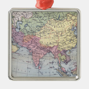 Political Map   Asia Metal Tree Decoration