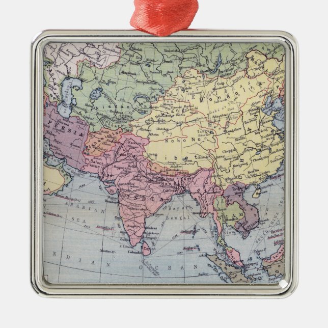 Political Map | Asia Metal Tree Decoration (Front)