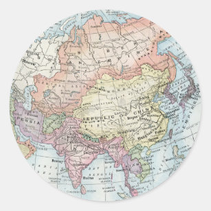 Political Map of Asia (1916) Classic Round Sticker
