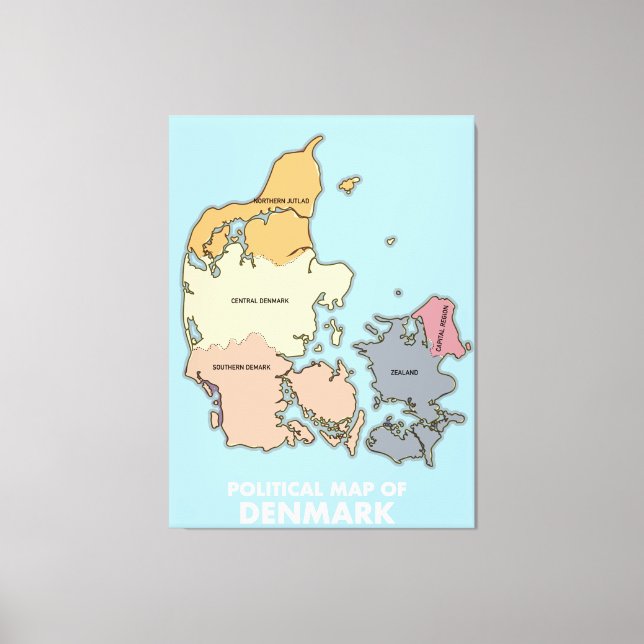 Political map of Denmark Canvas Print (Front)