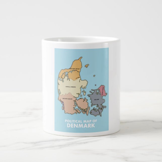 Political map of Denmark Large Coffee Mug (Front)