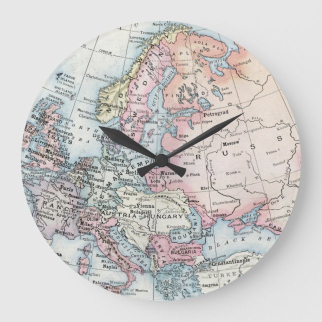 Political Map of Europe (1916) Large Clock (Front)