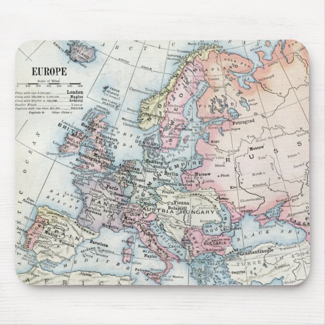 Political Map of Europe (1916) Mouse Mat (Front)