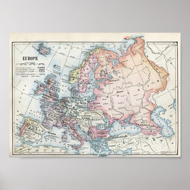 Political Map of Europe (1916) Poster (Front)