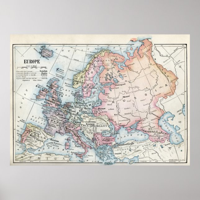 Political Map of Europe (1916) Poster (Front)