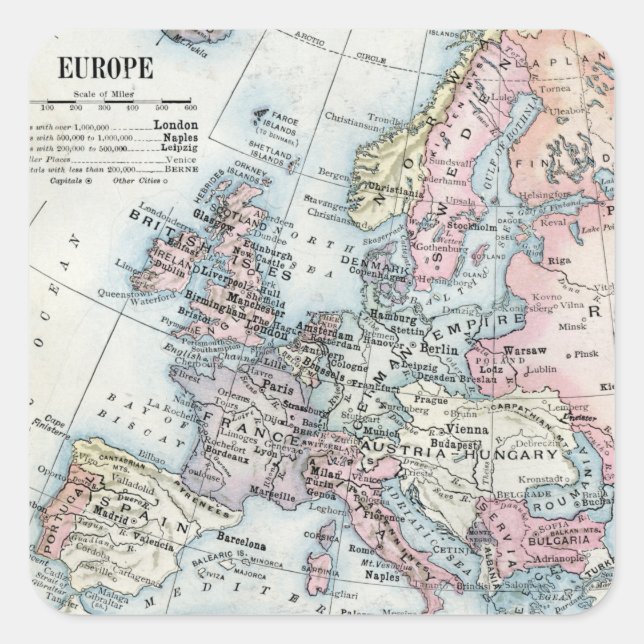 Political Map of Europe (1916) Square Sticker (Front)