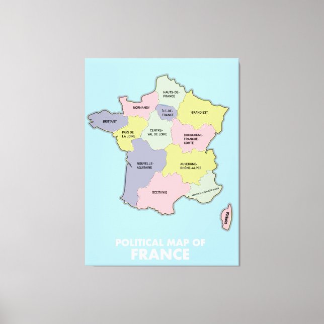 Political map of France Canvas Print (Front)