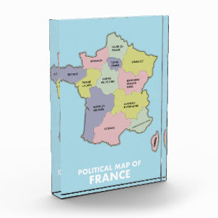Political map of France Postcard Photo Block