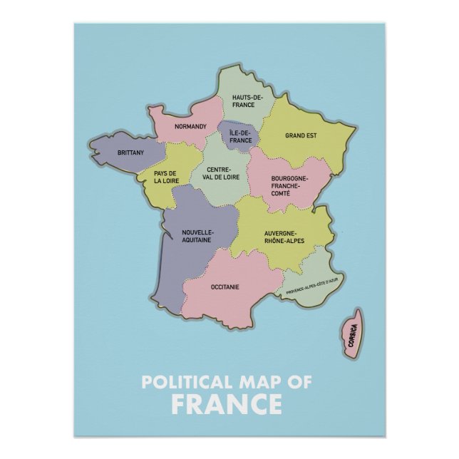 Political map of France Poster (Front)