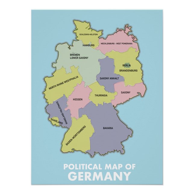 Political map of Germany Poster (Front)