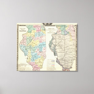 Political map of Illinois Canvas Print