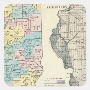 Political map of Illinois Square Sticker