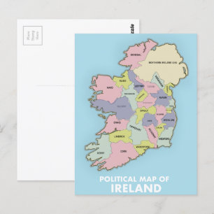 Political Map Of Ireland. Postcard