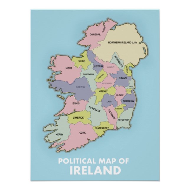 Political Map Of Ireland. Poster (Front)