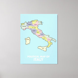 Political map of Italy  Canvas Print