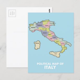 Political map of Italy  Postcard