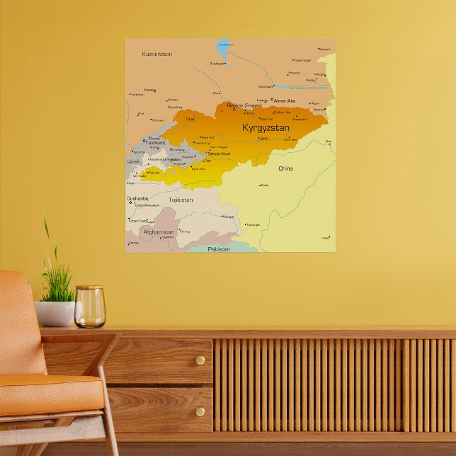Political Map of Kyrgyzstan and Central Asia Poster (Creator Uploaded)