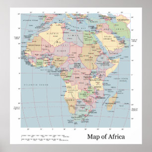 Political Map of Modern Day Continent of Africa Poster