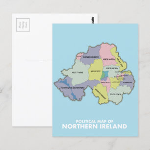 Political Map Of Northern Ireland. Postcard