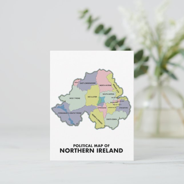 Political Map Of Northern Ireland. Postcard (Standing Front)