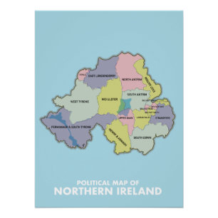 Political Map Of Northern Ireland. Poster