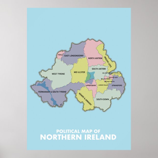 Political Map Of Northern Ireland. Poster (Front)