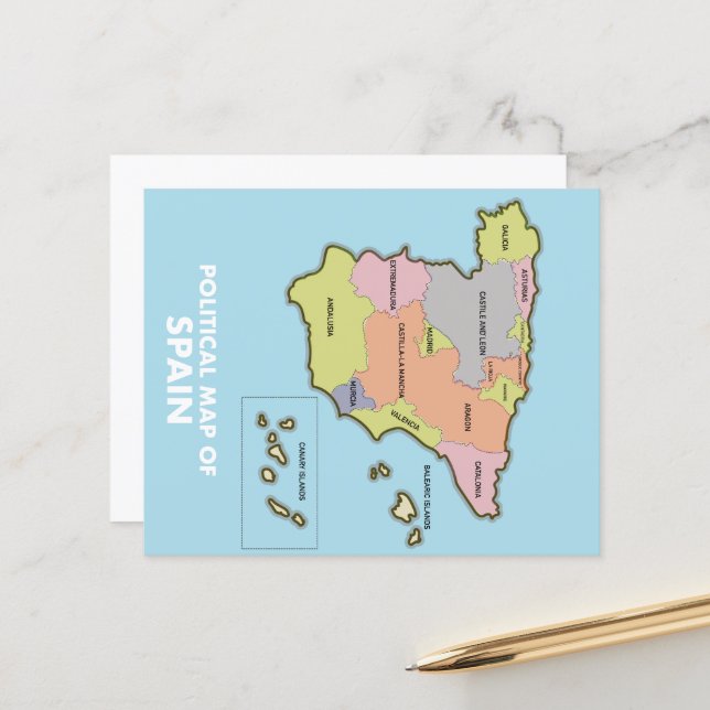 Political map of Spain. (Front/Back In Situ)