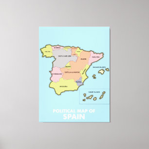 Political map of Spain. Canvas Print