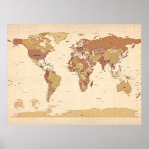 Political Map of the World Map Poster