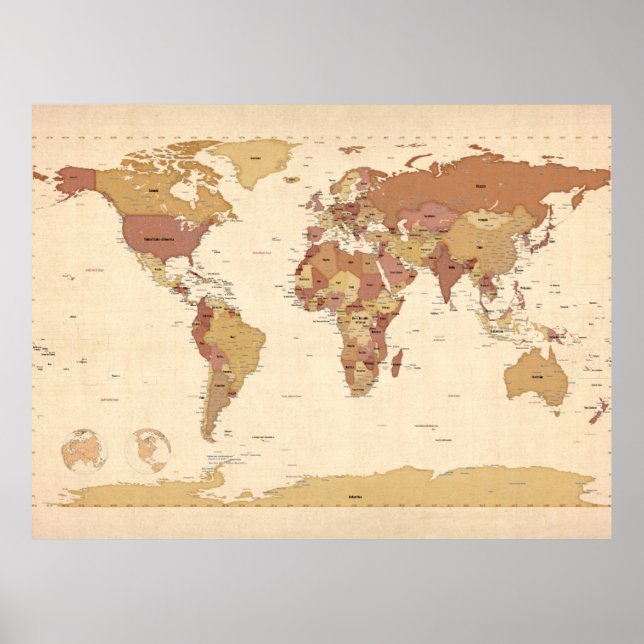 Political Map of the World Map Poster (Front)