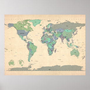 Political Map of the World Map Poster