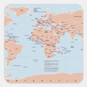 Political Map of the World Square Sticker