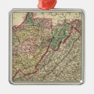 Political Map of West Virginia Metal Tree Decoration