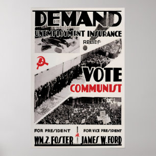 Political Poster USA Vote Communist Party Demand