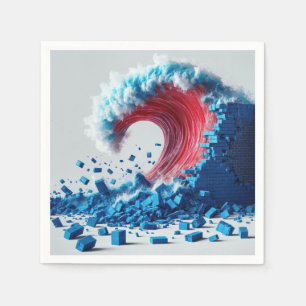 Political Red Wave Destroying a Blue Wall Napkin