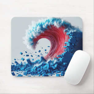 Political Red Wave With Blue Wall Mouse Mat
