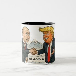 Political Satire: Putin and Trump Meeting in Alask Two-Tone Coffee Mug