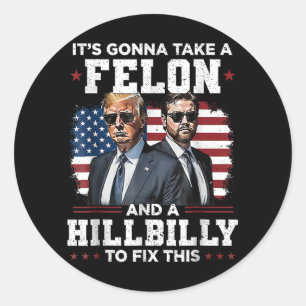 Political Satire - Trump Vance Fixing America Classic Round Sticker