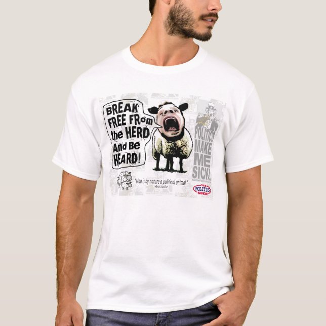 Political Sheep Sheople Sheeple Screams T-Shirt (Front)