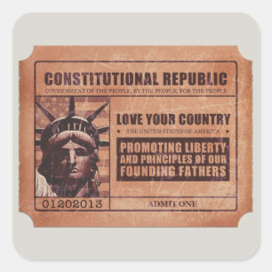 Political Ticket Square Sticker
