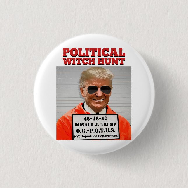 Political Witch Hunt of Donald Trump  3 Cm Round Badge (Front)