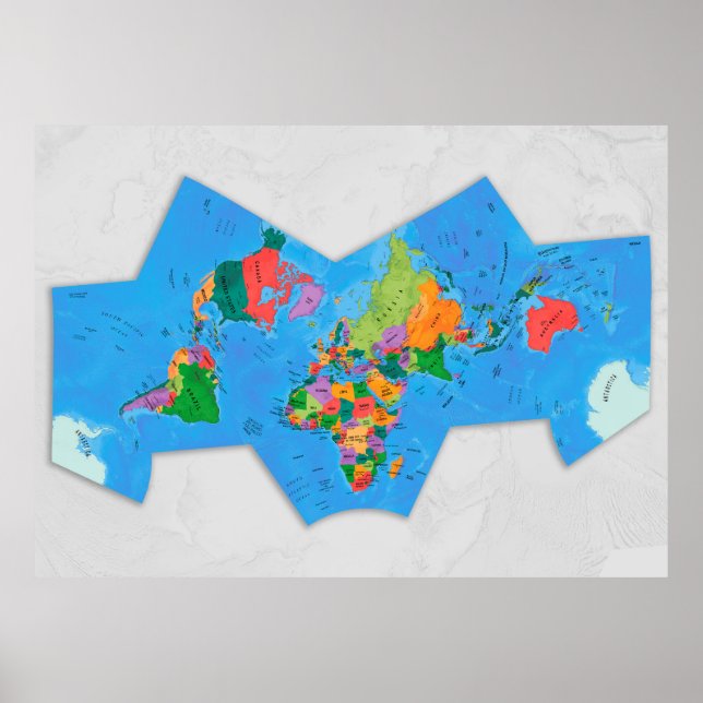 Political world map Cahill-Concialdi projection Poster (Front)