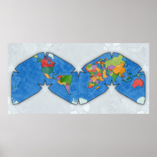 Political World Map Cahill-Keyes projection Poster